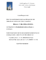 Einladung Krankenkommunion Ostern